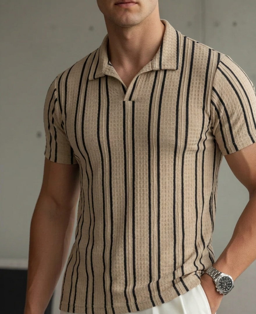 Old Money Aesthetic Textured Knit Polo