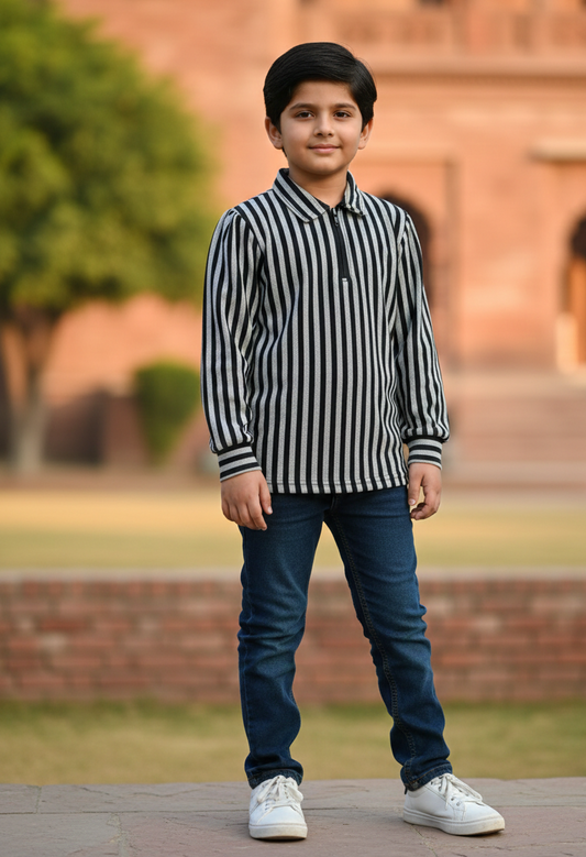 Old Money Legacy – Classic Stripe Knit Shirt for kids