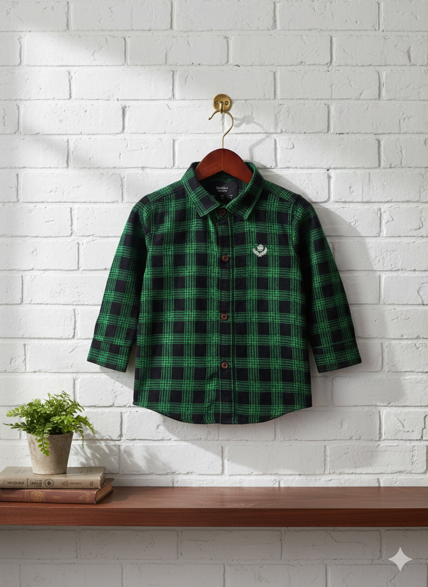 Black and Green Checkered Long Sleeve Shirt