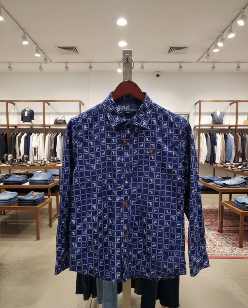 Stylish Blue Patterned Shirt for kids casual shirts