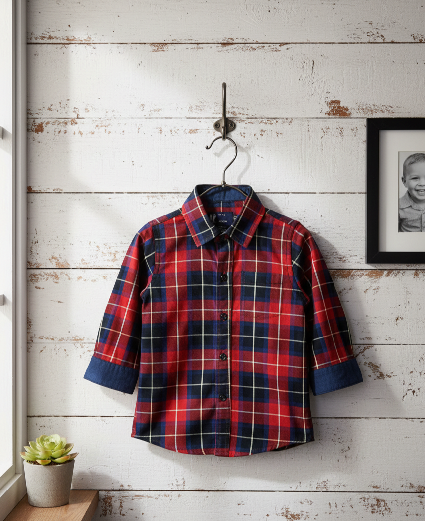Kids Stylish Red Check Shirt – Full Sleeve