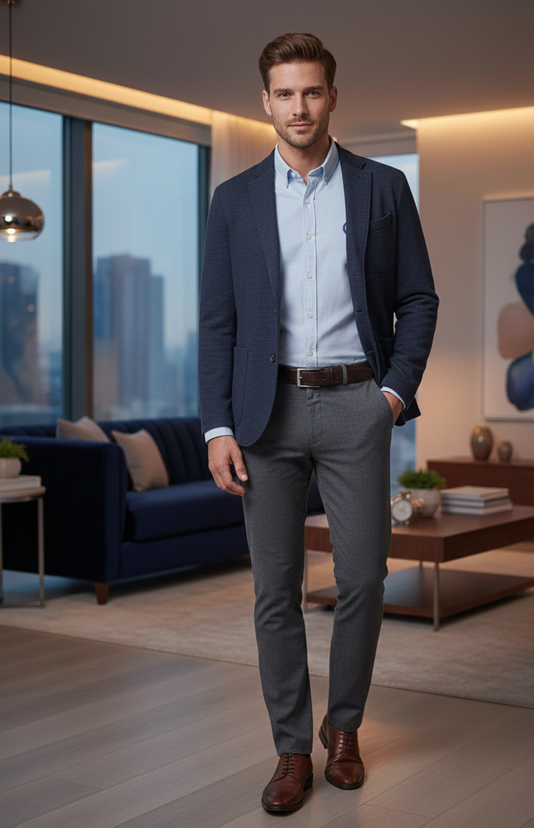 Men’s Premium Light Blue Oxford Casual Shirt