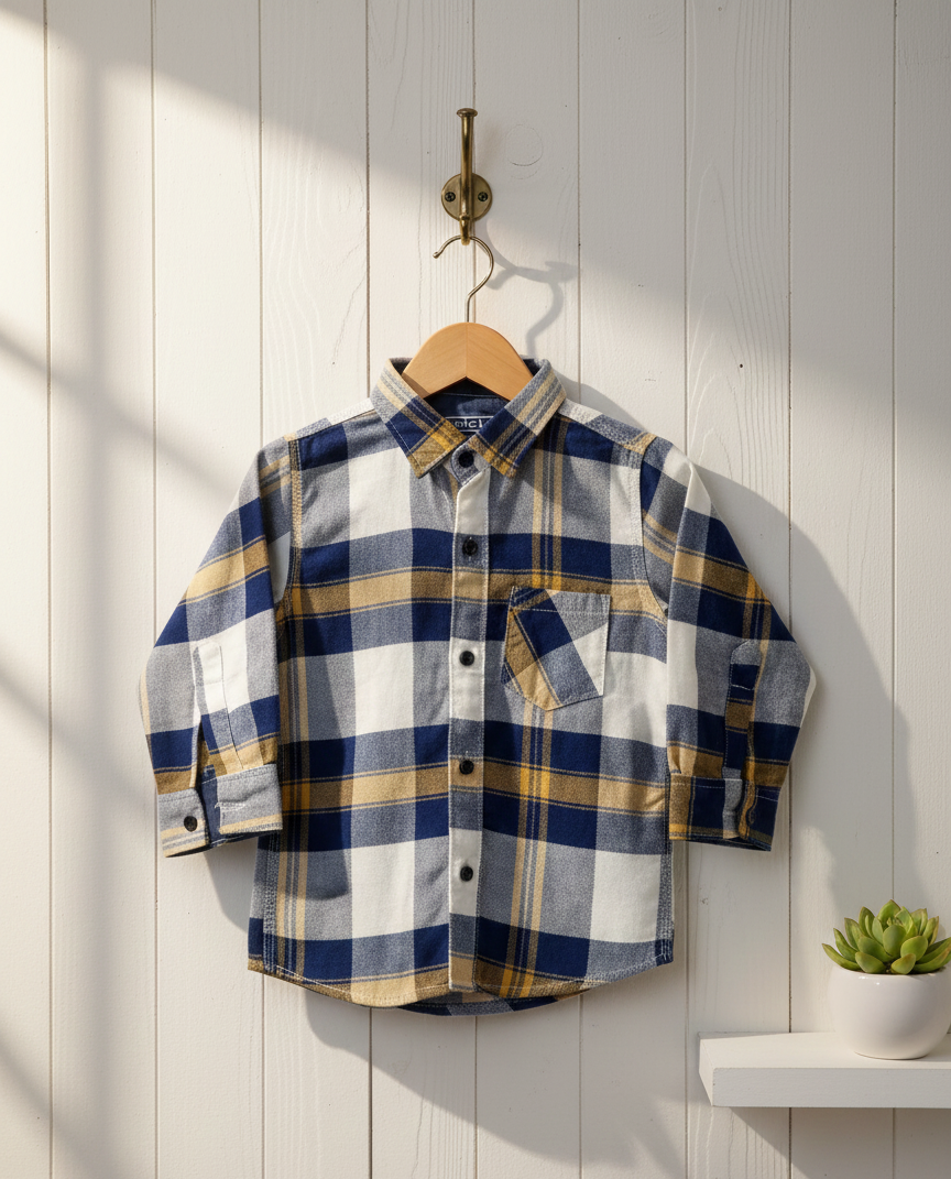 Stylish Kids Check Shirt with Chest Pocket
