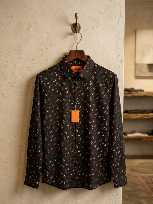 Vintage Floral Black Shirt For mens
