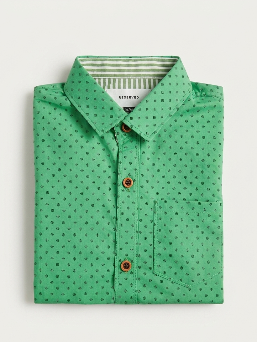 Bright Green Polka Dot Button-Down Shirt