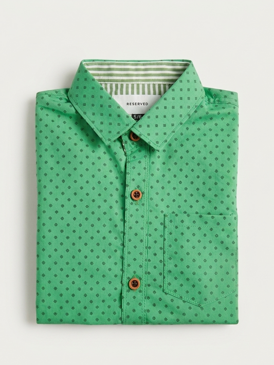 Bright Green Polka Dot Button-Down Shirt