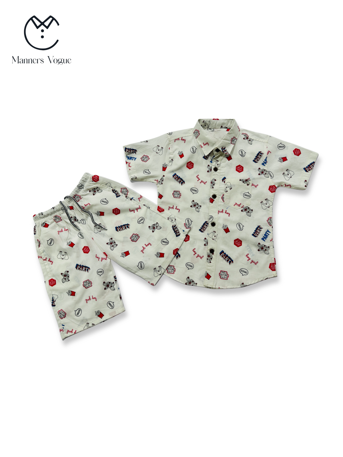 Matching Graphic Word Outfit Summer Set