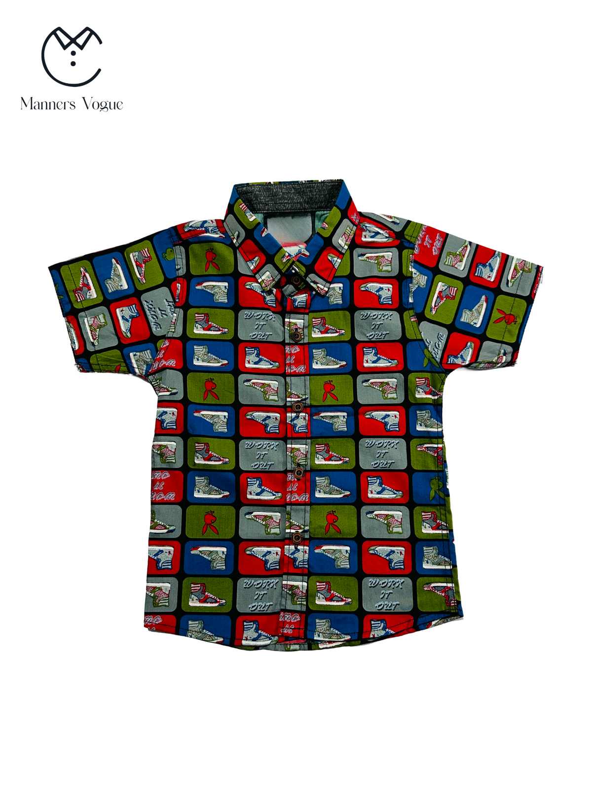 Kids' Sneaker Print Short Sleeve Shirt