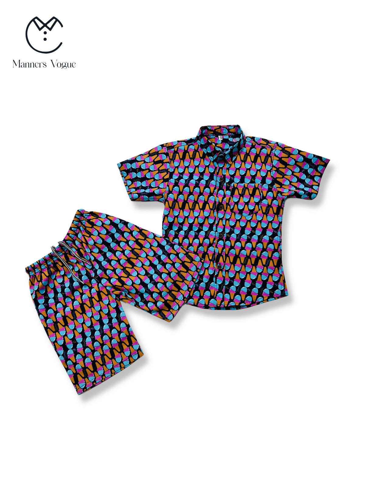 Kids' Colorful Ice Cream Cone Matching Outfit