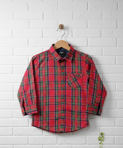 Kids Red Plaid Button-Down Shirt
