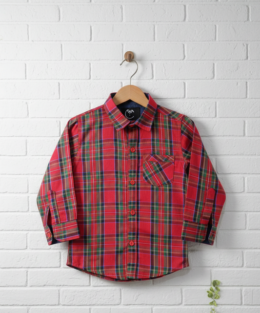 Kids Red Plaid Button-Down Shirt