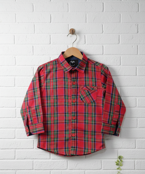 Kids Red Plaid Button-Down Shirt
