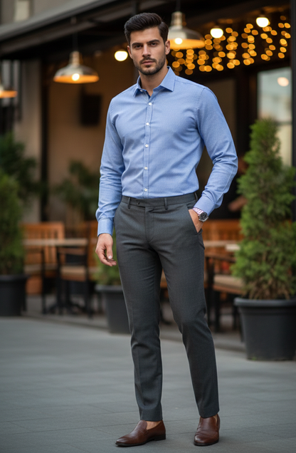 Classic Blue Checked Full Sleeve Men’s Shirt