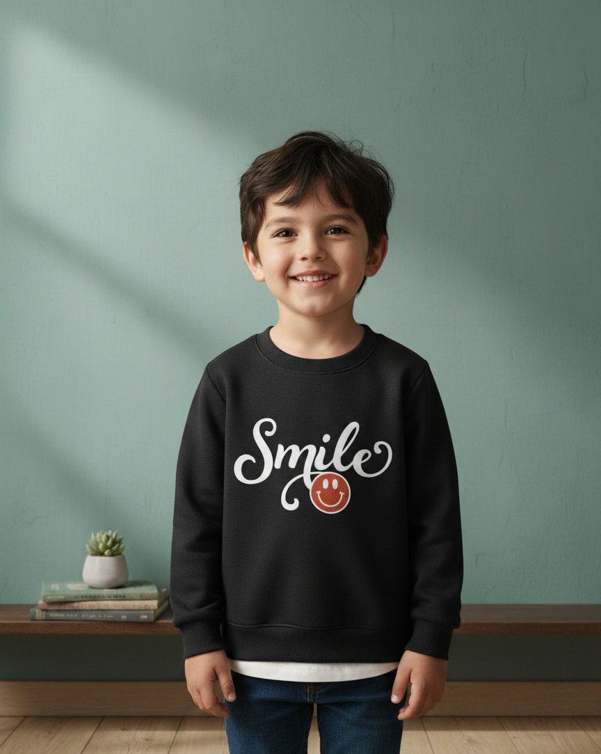 Cute Smile Print Kids Winter Sweatshirt