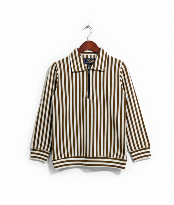 Luxury Feel Vertical Stripe Zipper Shirt