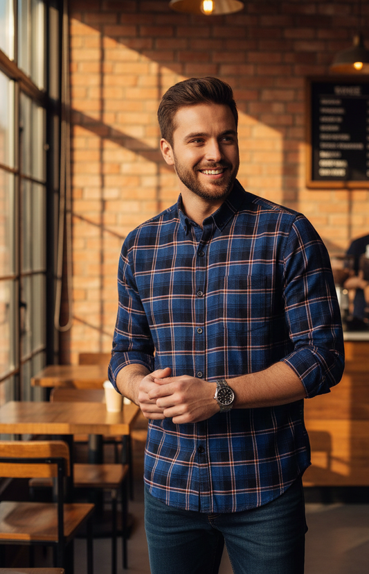 Contemporary Plaid Button-Up for mens