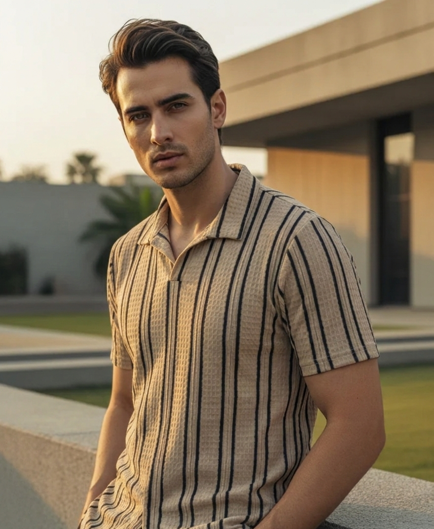 Old Money Aesthetic Textured Knit Polo