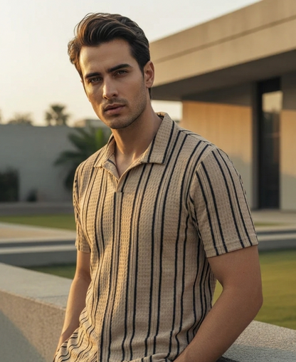 Old Money Aesthetic Textured Knit Polo