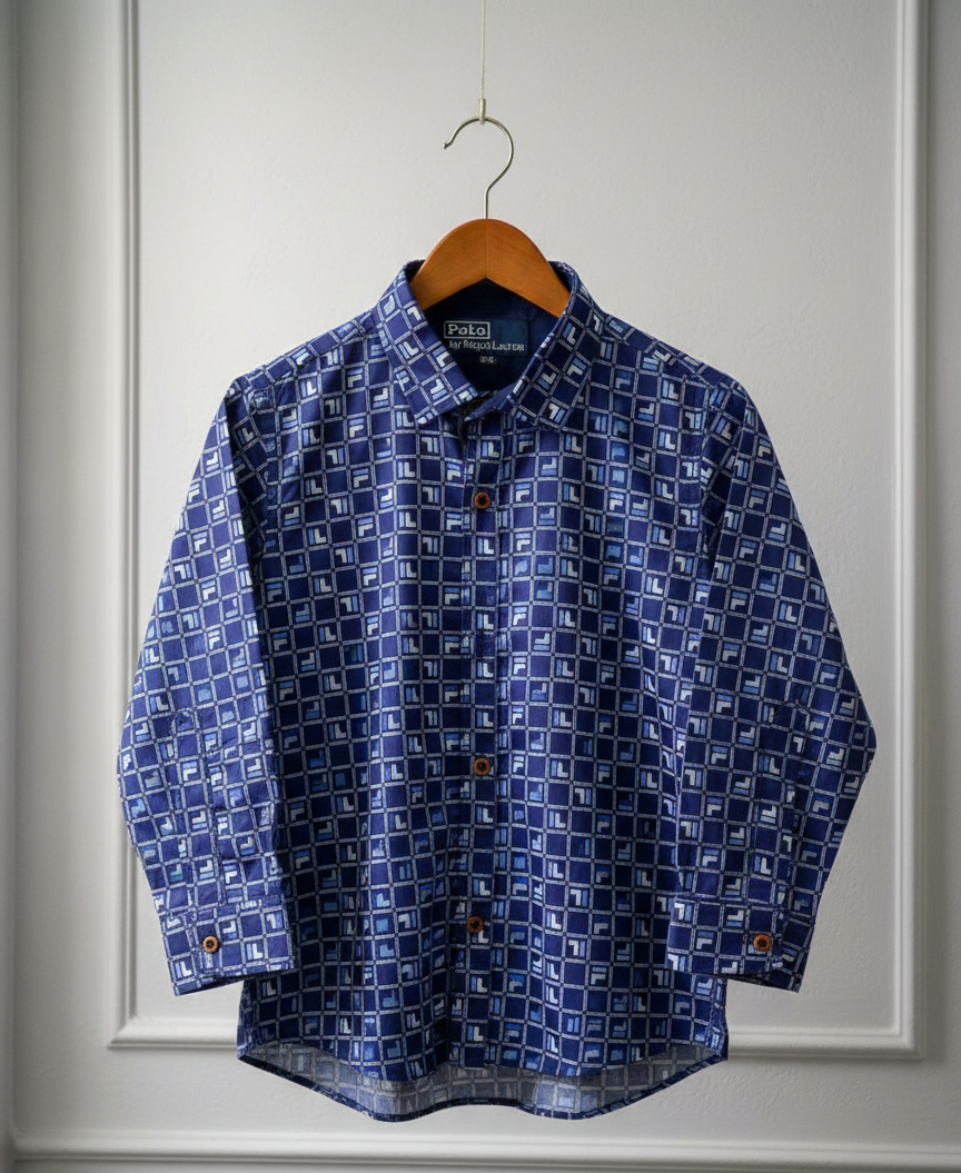 Stylish Blue Patterned Shirt for kids casual shirts