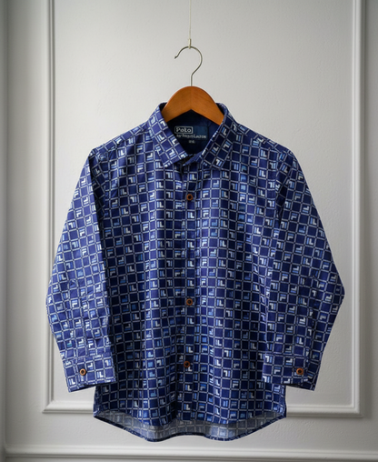 Stylish Blue Patterned Shirt for kids casual shirts