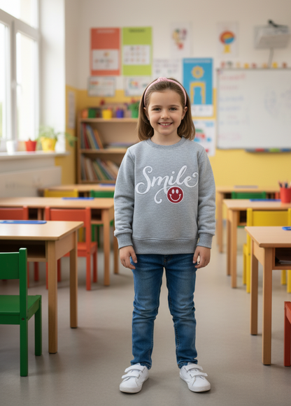 Chill & Cheerful Grey Sweatshirt for Boys & Girls