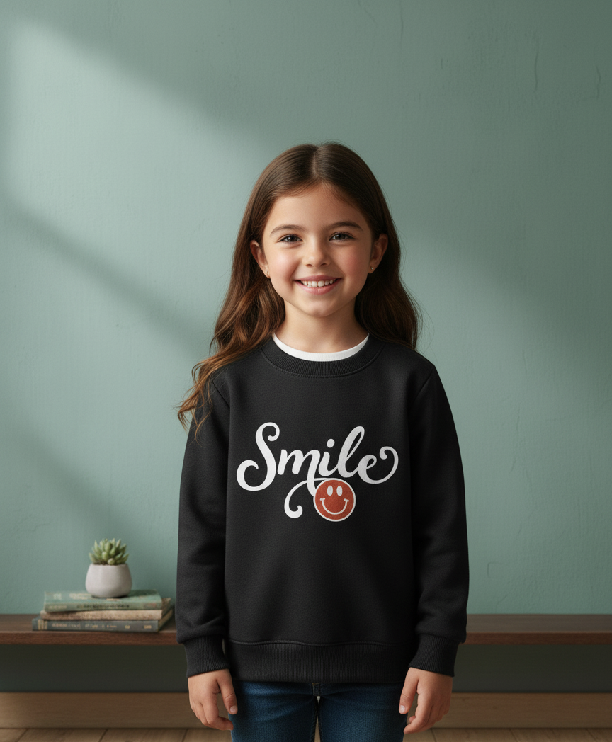 Cute Smile Print Kids Winter Sweatshirt