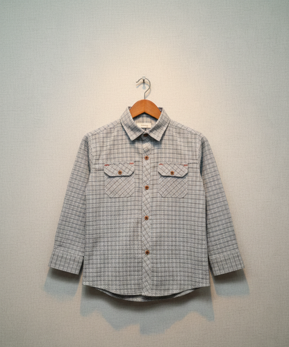 Comfort Cotton Grey Check Shirt for Kids
