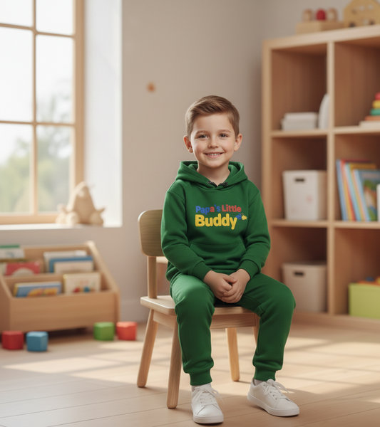 Papa’s Little Buddy Green Tracksuit – Cozy & Cute Style for Kids
