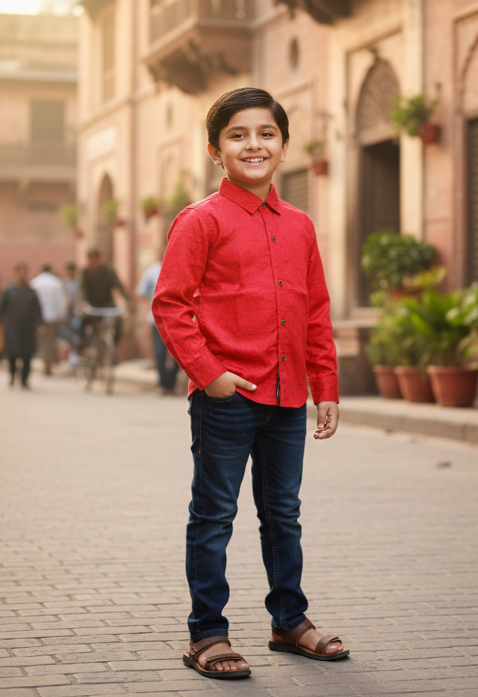 Coral Red Long Sleeve shirt for kids
