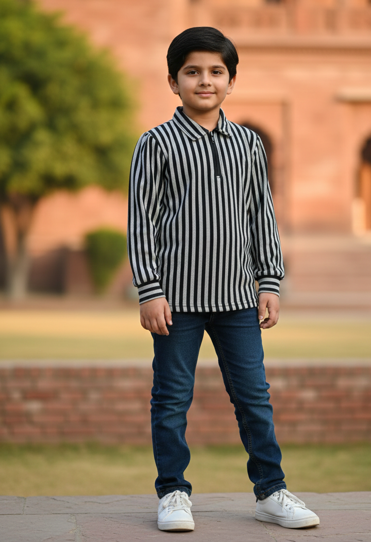 Old Money Legacy – Classic Stripe Knit Shirt for kids