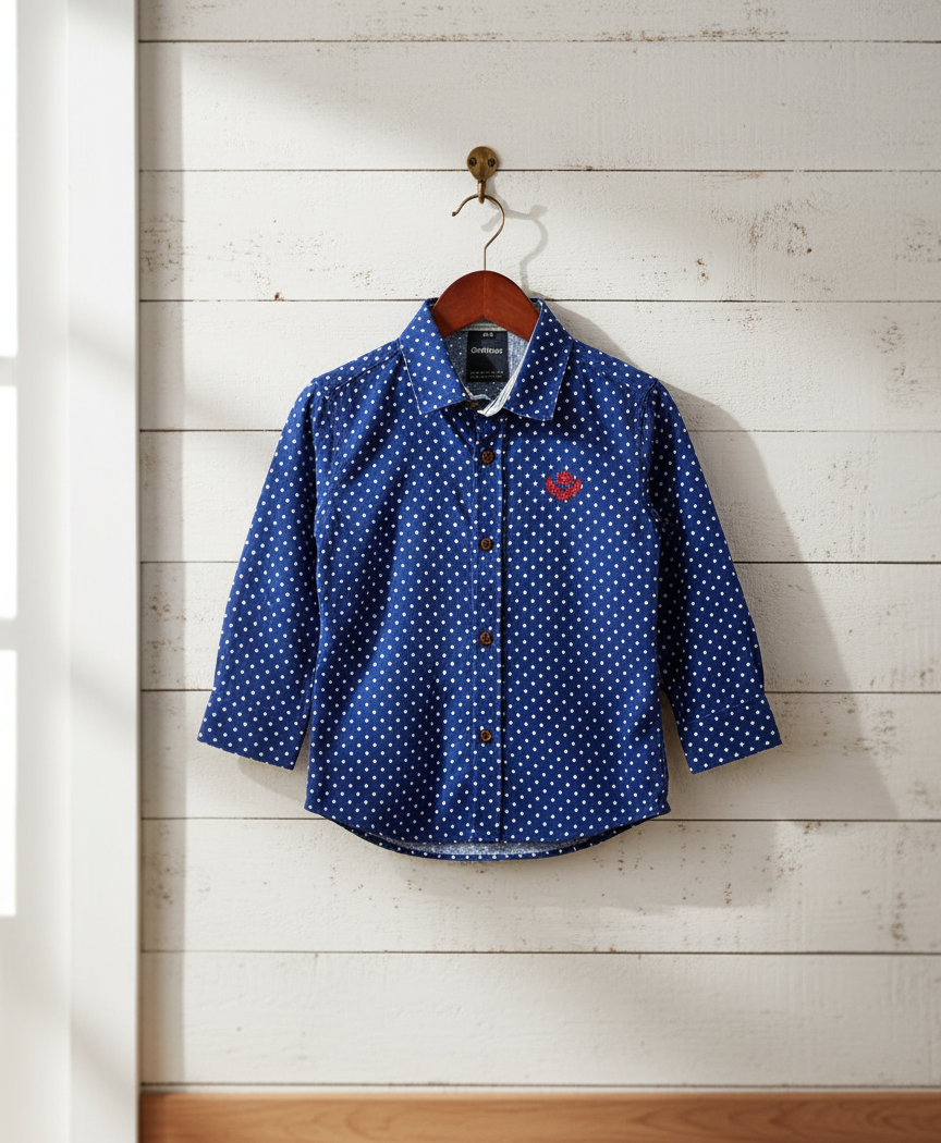 Navy Polka Dot Button-Down Shirt