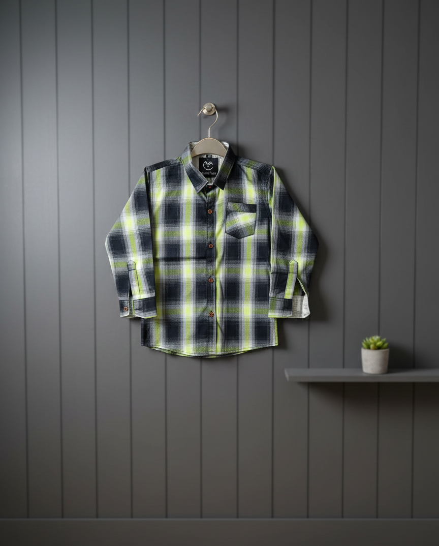Youth Casual Button-Down Plaid Shirt