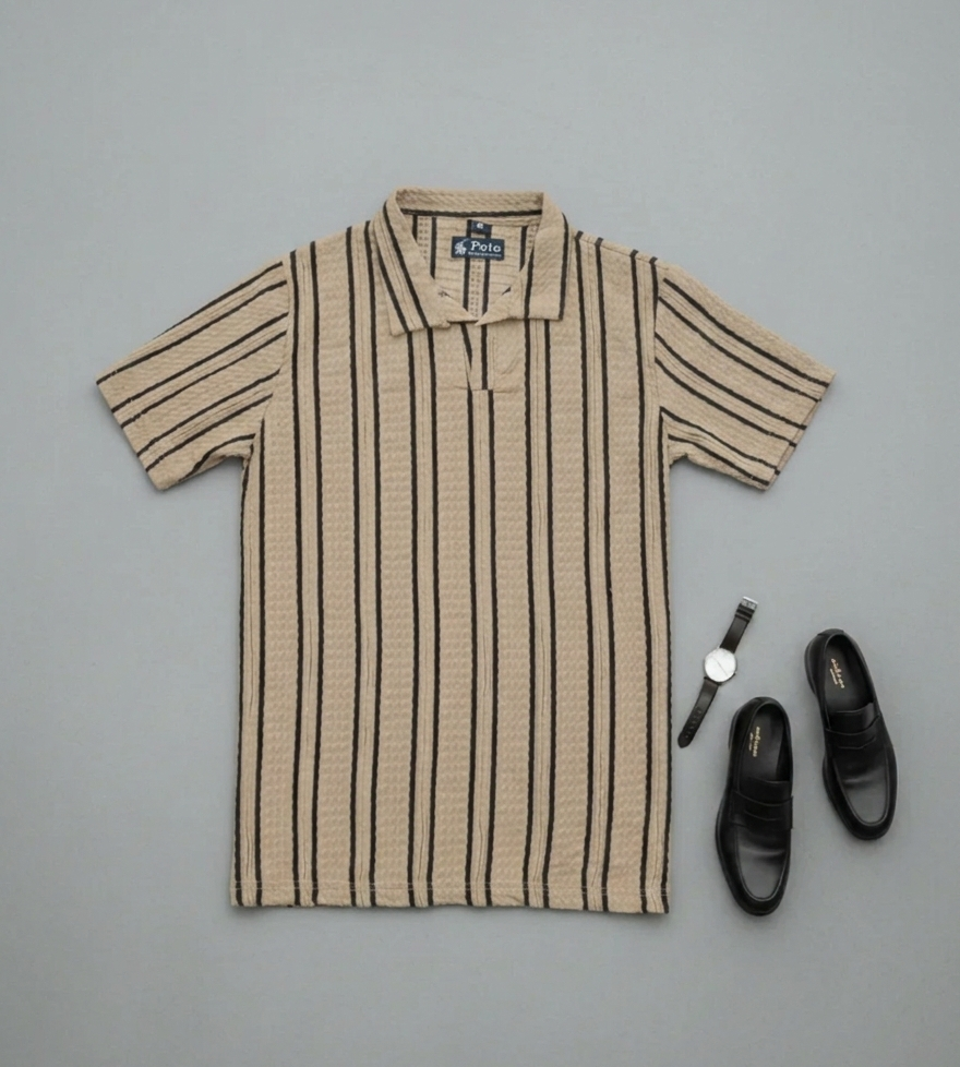 Old Money Aesthetic Textured Knit Polo