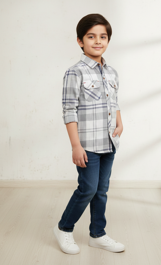 Kids Western Style Plaid Shirt