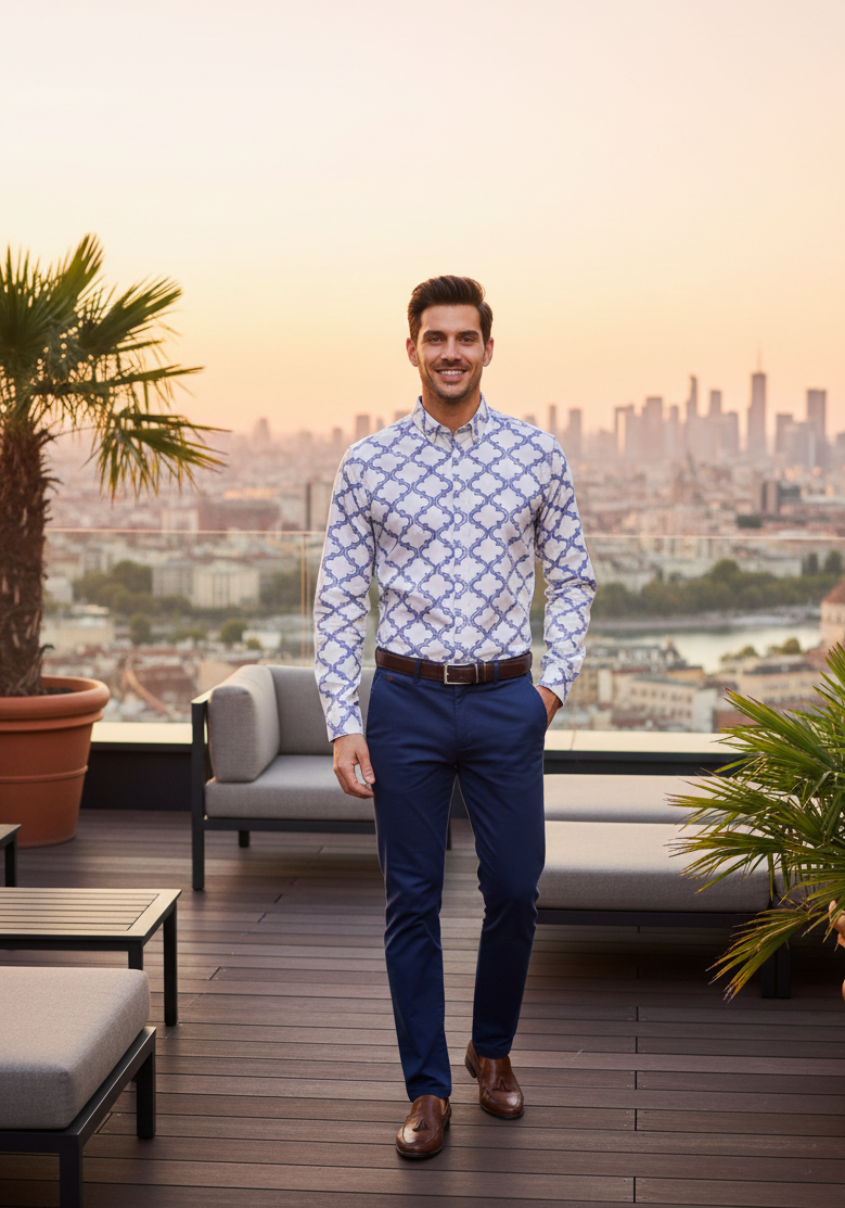 Modern Geometric Button-Down Men's shirt