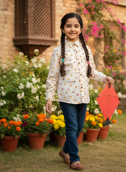 Cute Polka Dot Design casual shirts for kids