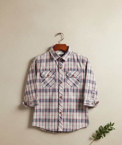 Kids Double Pocket Check Shirt