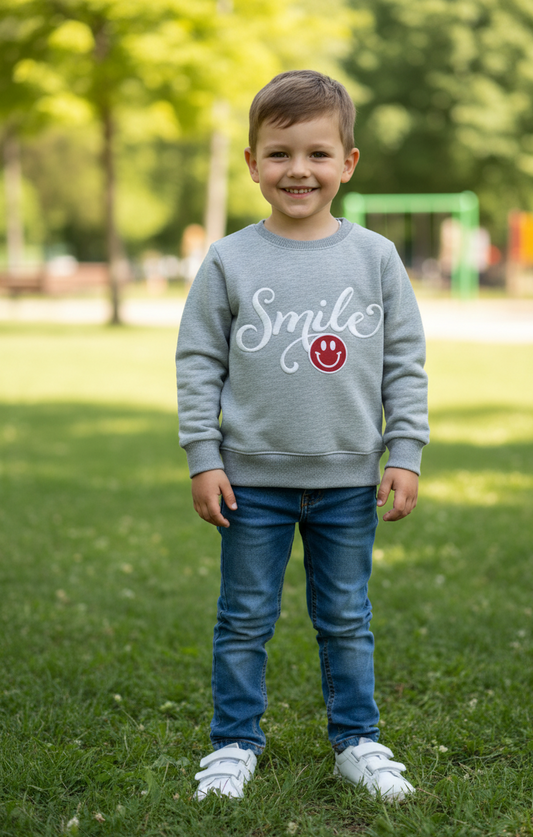 Chill & Cheerful Grey Sweatshirt for Boys & Girls