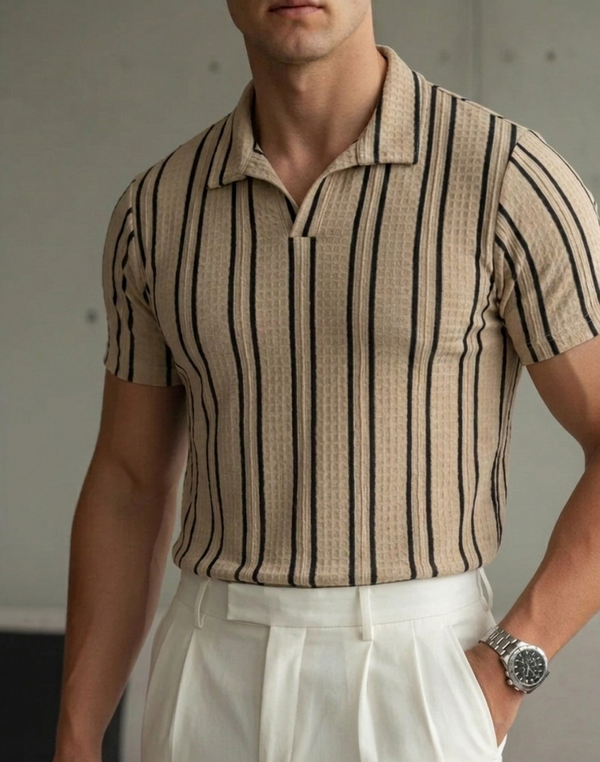 Old Money Aesthetic Textured Knit Polo