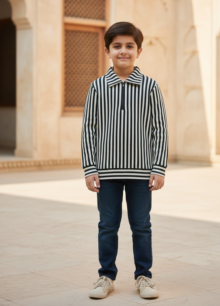 Old Money Legacy – Classic Stripe Knit Shirt for boys