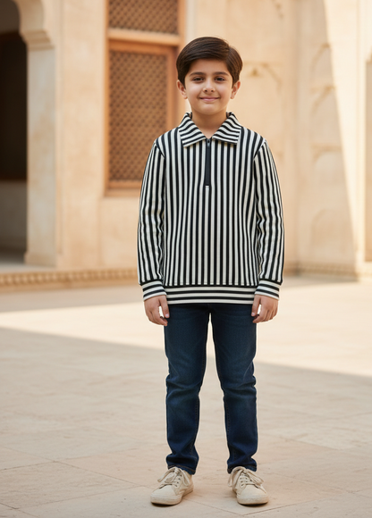 Old Money Legacy – Classic Stripe Knit Shirt for boys