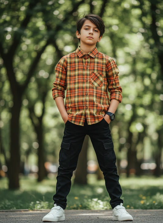 Children’s Premium Checkered Button-Down Shirt