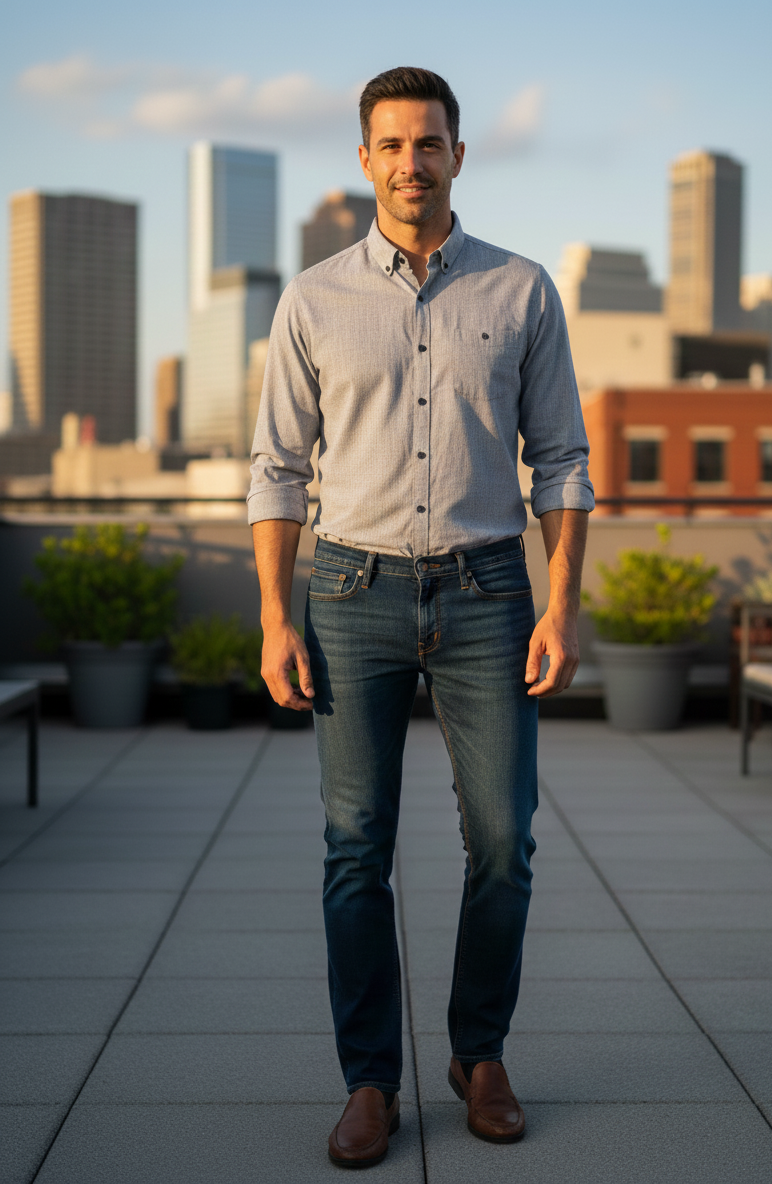 Men’s Premium Light Grey Casual Button-Down Shirt