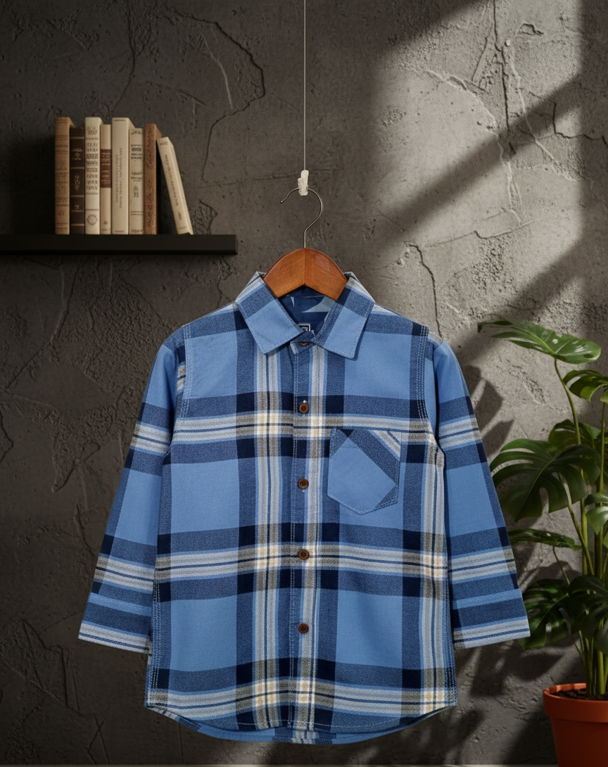 Blue Check Shirt – Trendy Casual Outfit