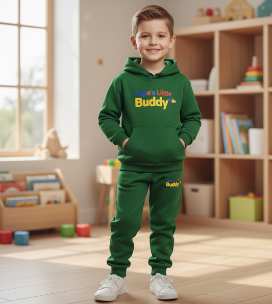 Papa’s Little Buddy Green Tracksuit – Cozy & Cute Style for Kids