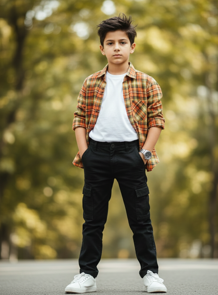 Children’s Premium Checkered Button-Down Shirt