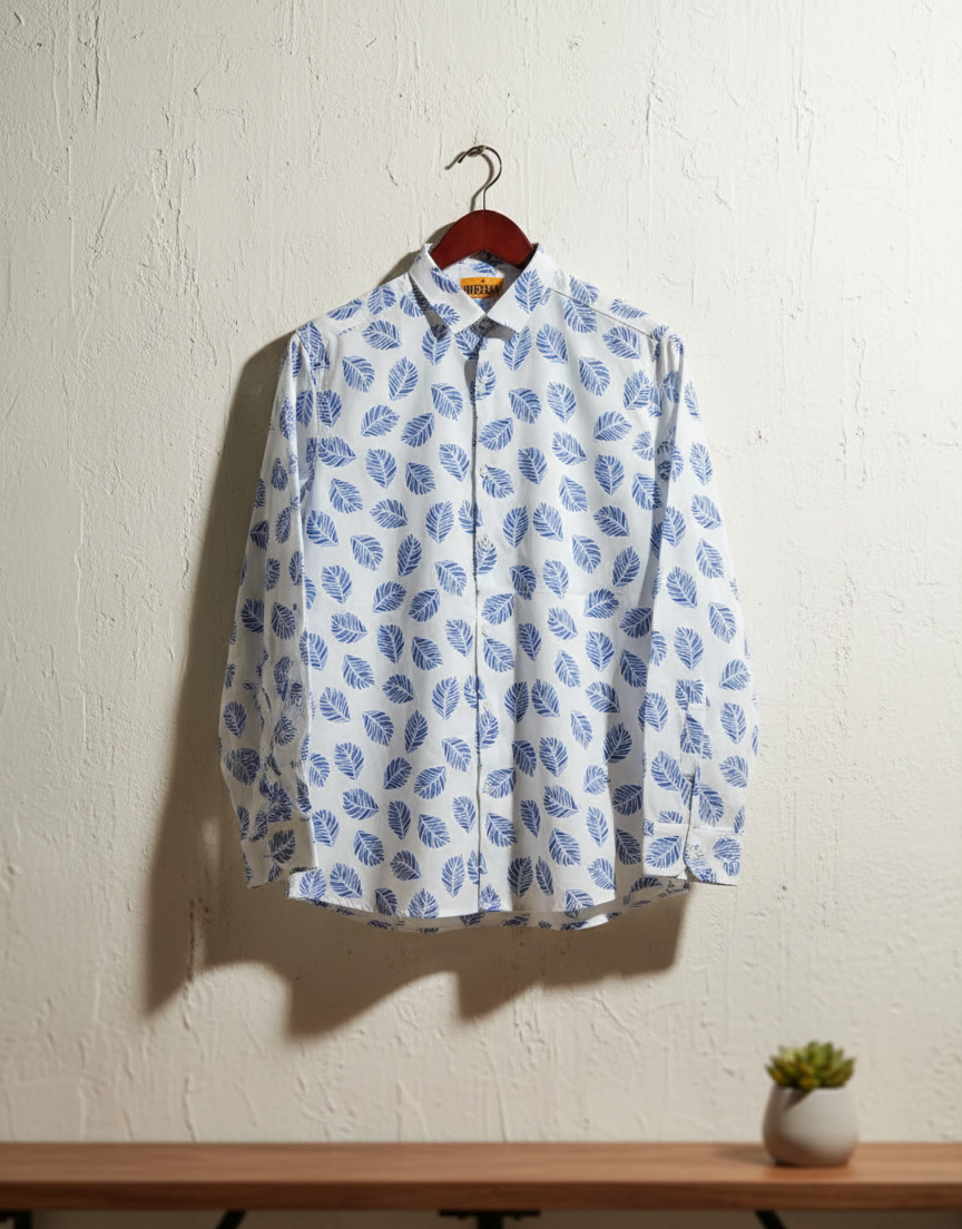 Tropical Palm Leaf Pattern Button-Down Men's shirt