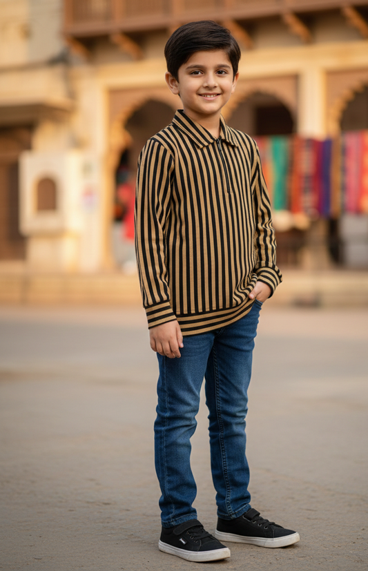 Old Money Legacy – Classic Stripe Knit Shirt for boys