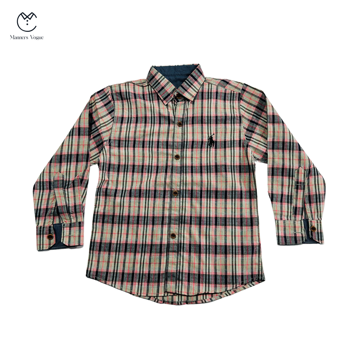 Kids Causal Cotton Check Shirt