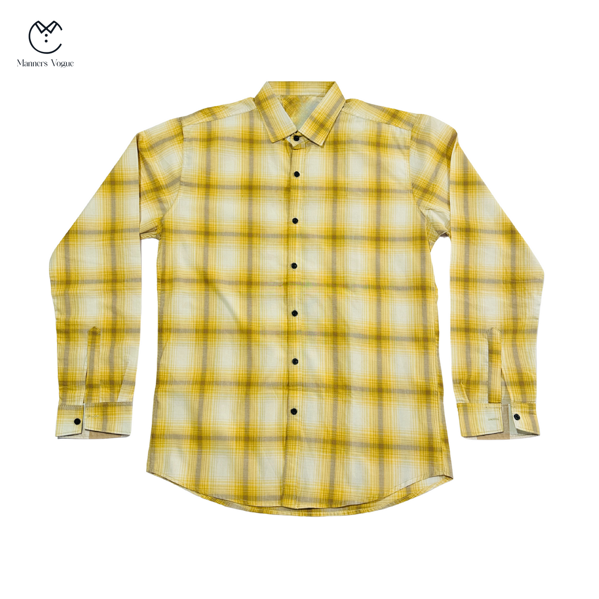 Men's Causal Mustard Check Shirt